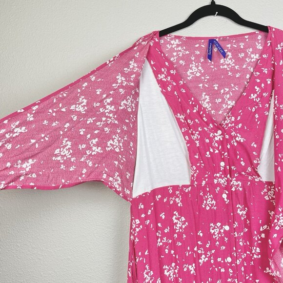 Seraphine Women's 8 Raspberry Sanna Maternity Nursing Midi Dress Viscose Floral - Picture 5 of 16